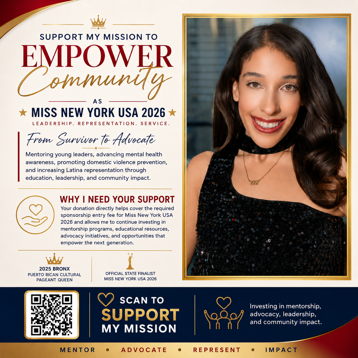 Campaign cover image for Empowering Community Through Representation: Jessica’s Miss New York USA Campaign