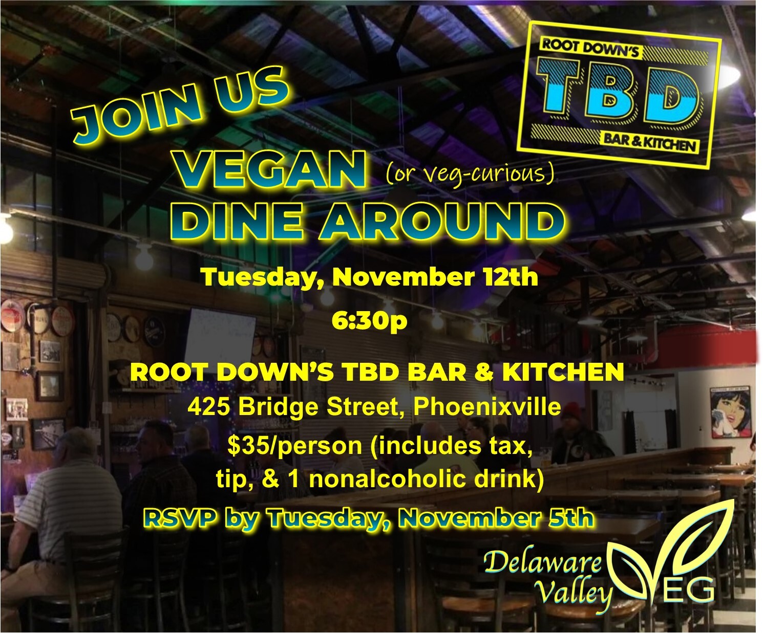 Campaign cover image for November Dine Around at Root Down's TBD Bar & Kitchen