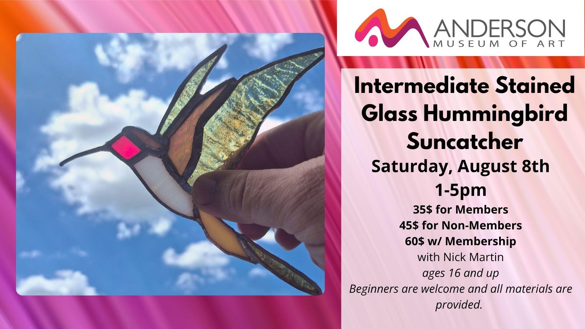 Campaign cover image for Intermediate Stained Glass Hummingbird Suncatcher