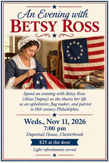 Campaign cover image for An Evening with Betsy Ross at Historic Duportail House
