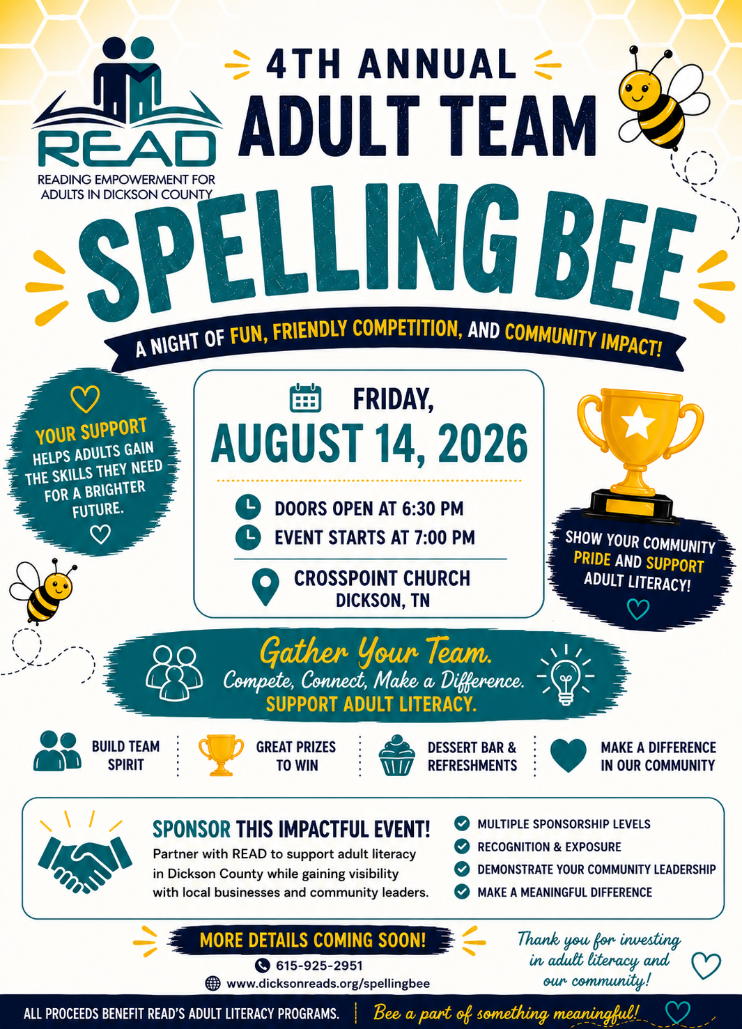 Campaign cover image for 4th Annual Adult Team Spelling Bee - 2026