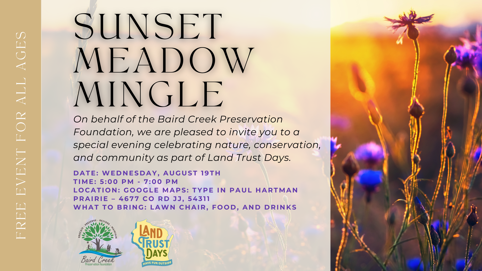 Campaign cover image for Sunset Meadow Mingle - Land Trust Days Event