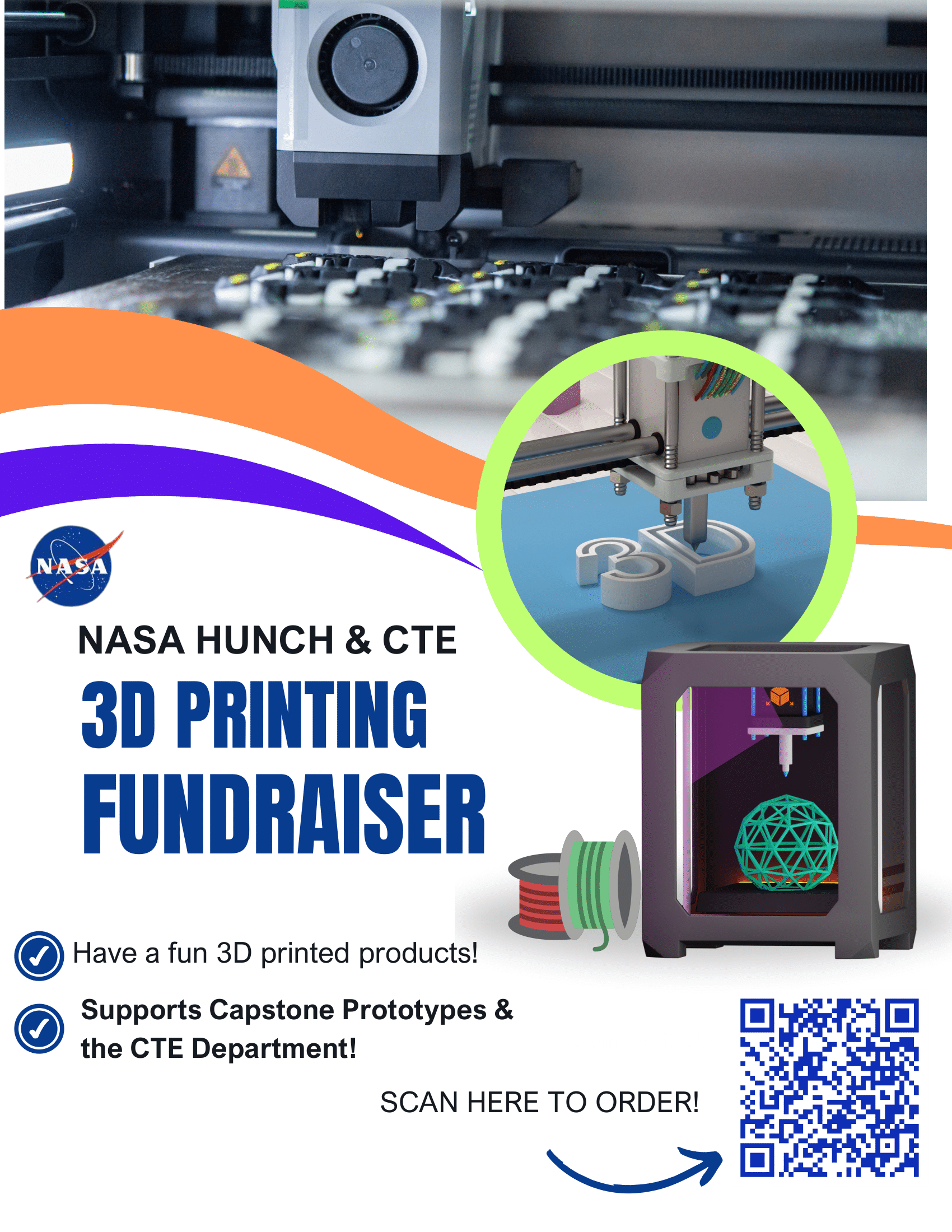 Campaign cover image for NASA Hunch & CTE 3D Printing Fundraiser