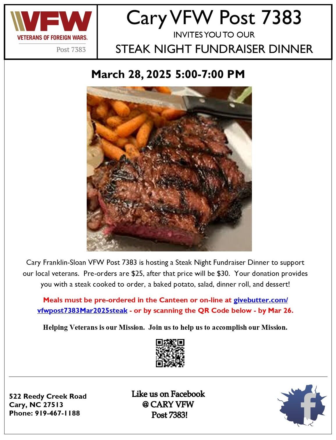 Campaign cover image for Steak Night - 28 March 2025