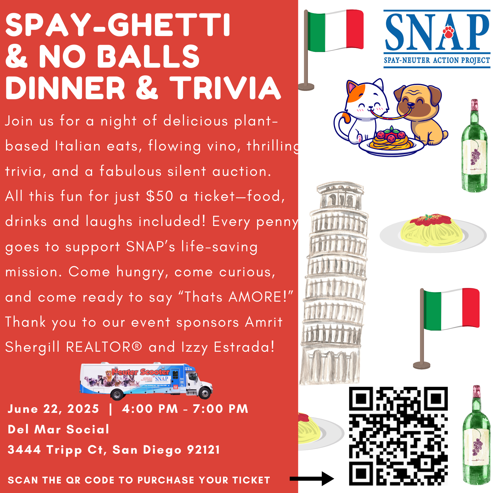 Campaign cover image for SNAP's Spay-Ghetti & No Balls Dinner & Trivia