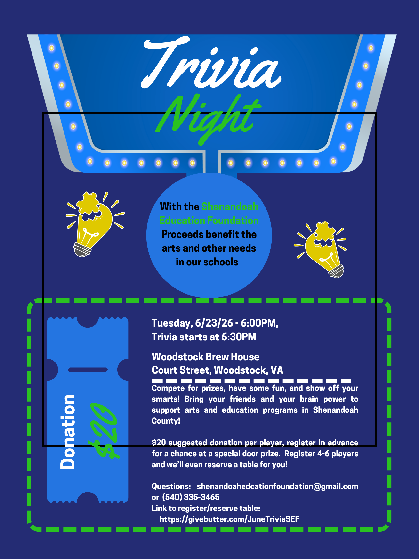Campaign cover image for Trivia Night - Shenandoah Education Foundation