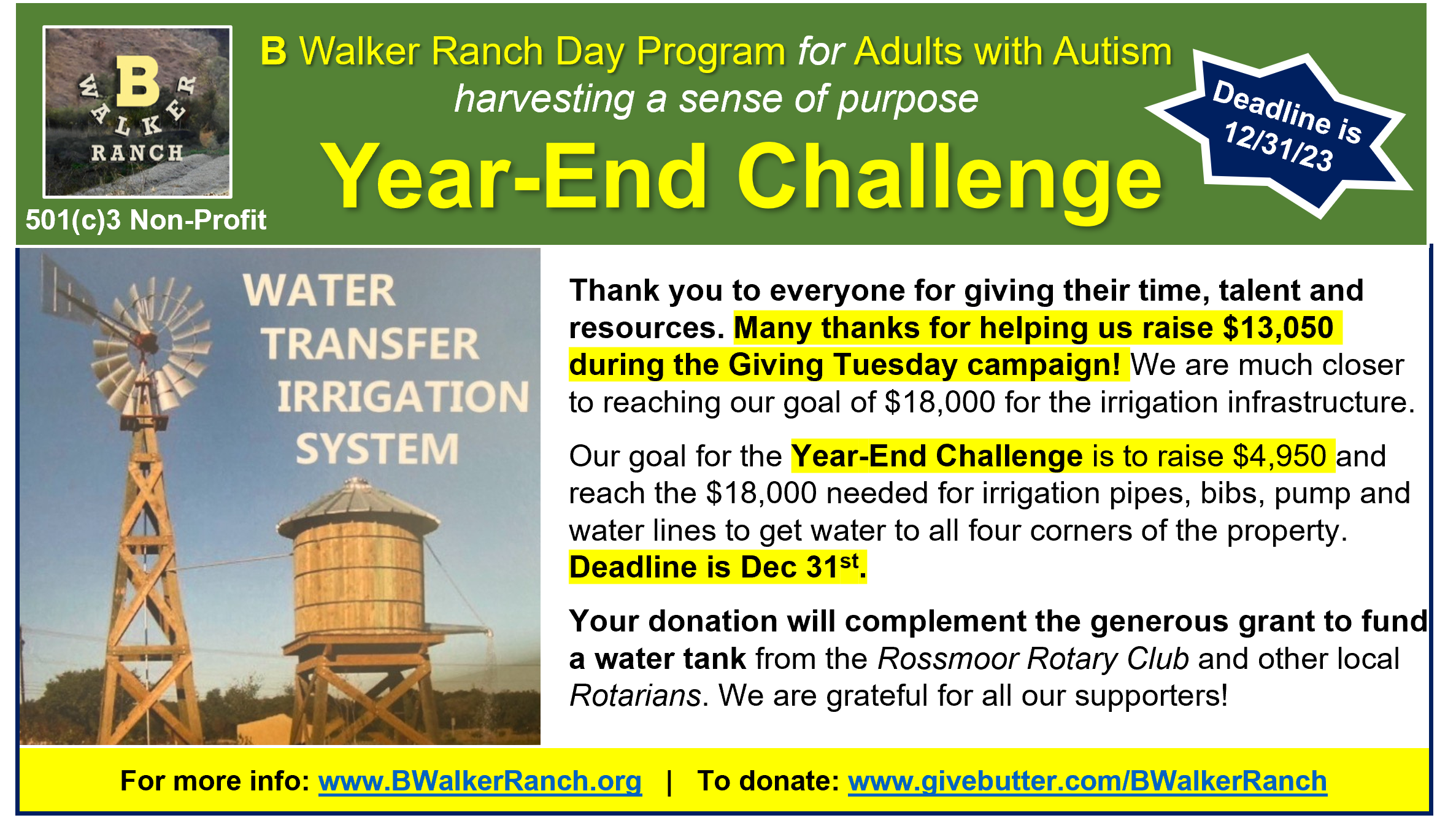 Campaign cover image for Plant a seed. Join the B Walker Ranch Year-End Challenge!