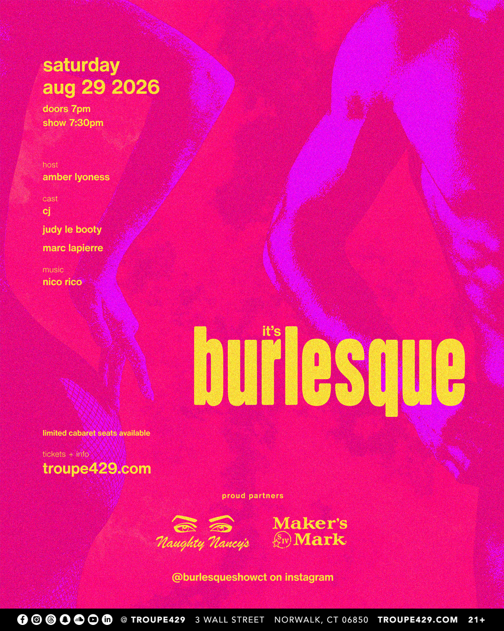 Campaign cover image for It's Burlesque AUGUST show! at Troupe429 (SAT AUGUST 29, 2026 // 7:30PM)