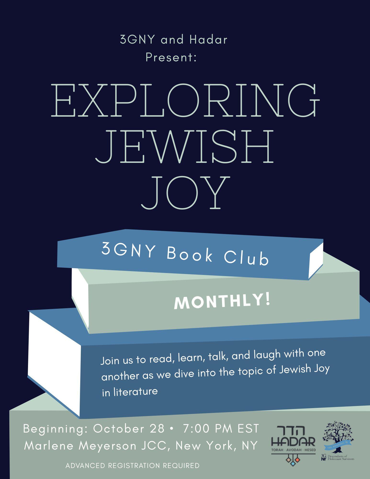 Campaign cover image for Exploring Jewish Joy | 3GNY Monthly Book Club