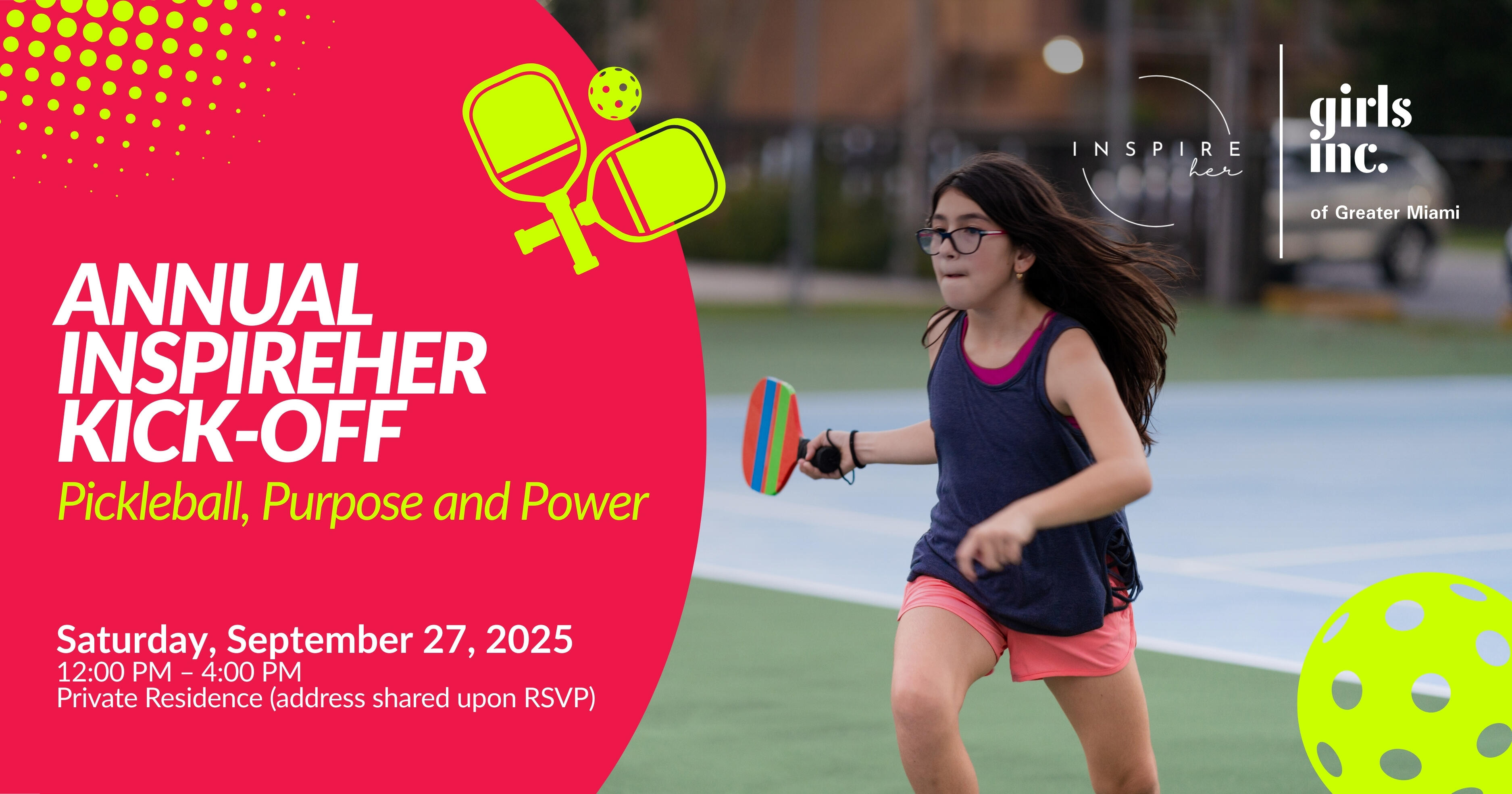 Campaign cover image for Annual InspireHER Kickoff:  Pickleball, Purpose and Power