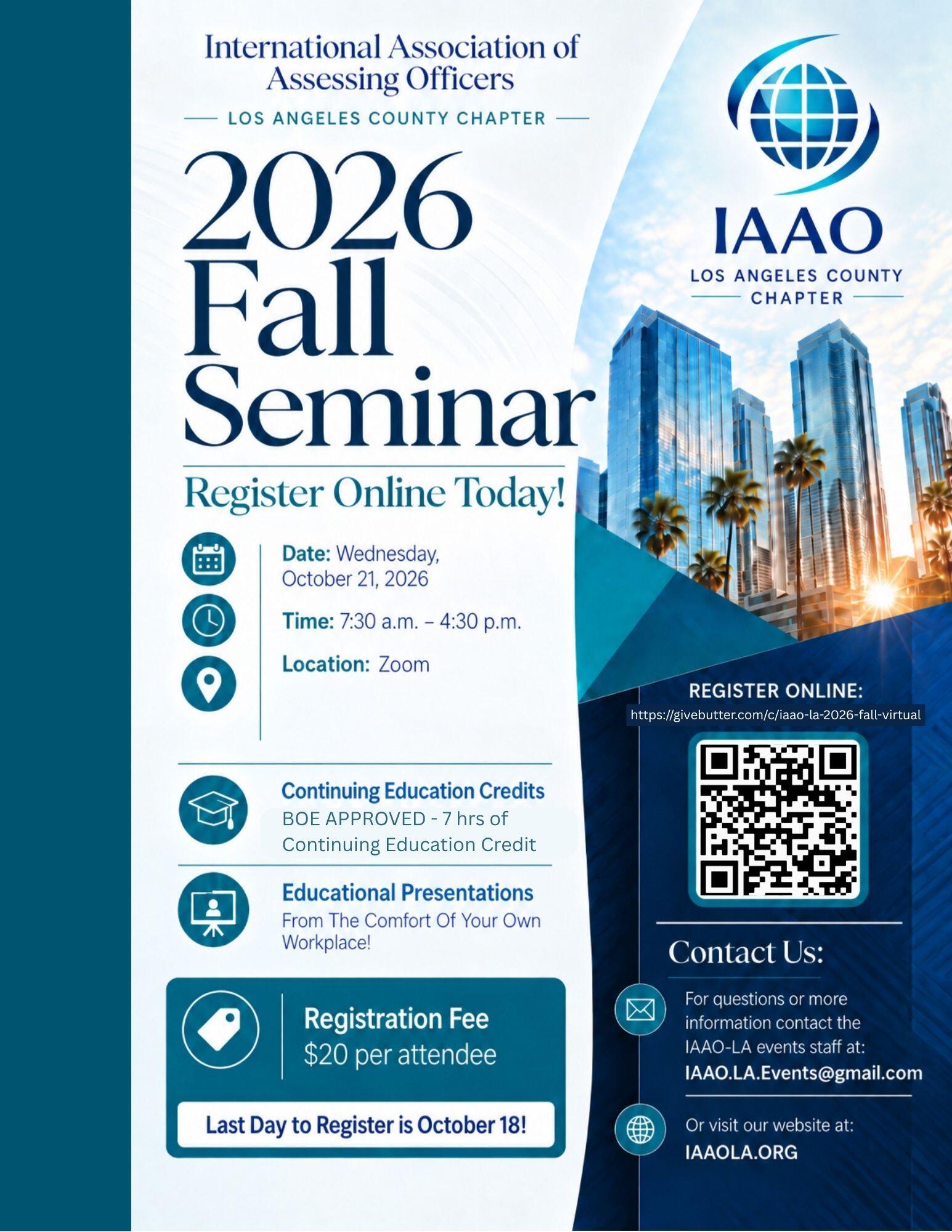 Campaign cover image for IAAO-LA 2026 Fall Virtual Seminar