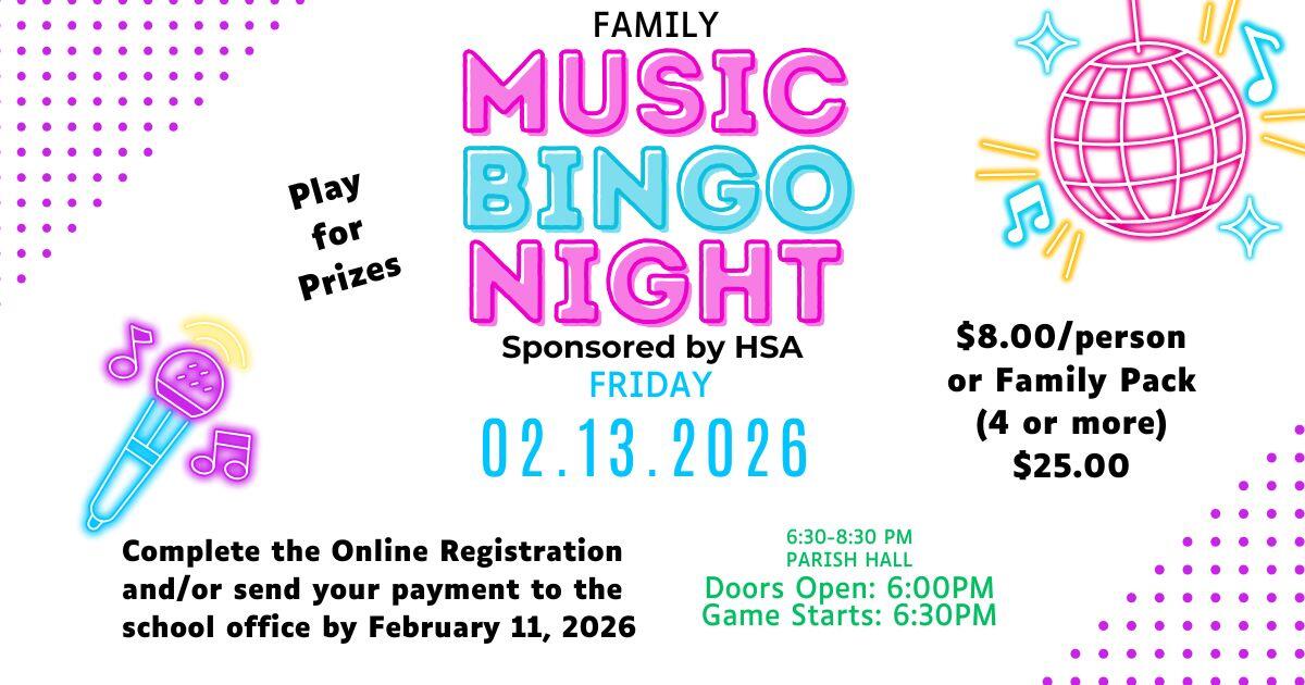 Campaign cover image for H.S.A. Music Bingo 2026