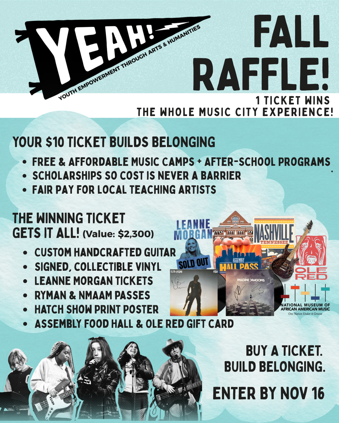 Campaign cover image for 2026 YEAH! Raffle: Win the Ultimate Music City Experience