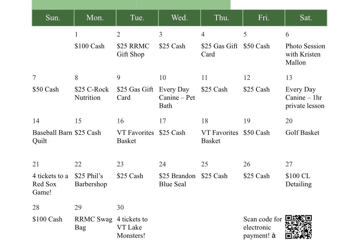 Campaign cover for RCLL Cash/Prize Calendar