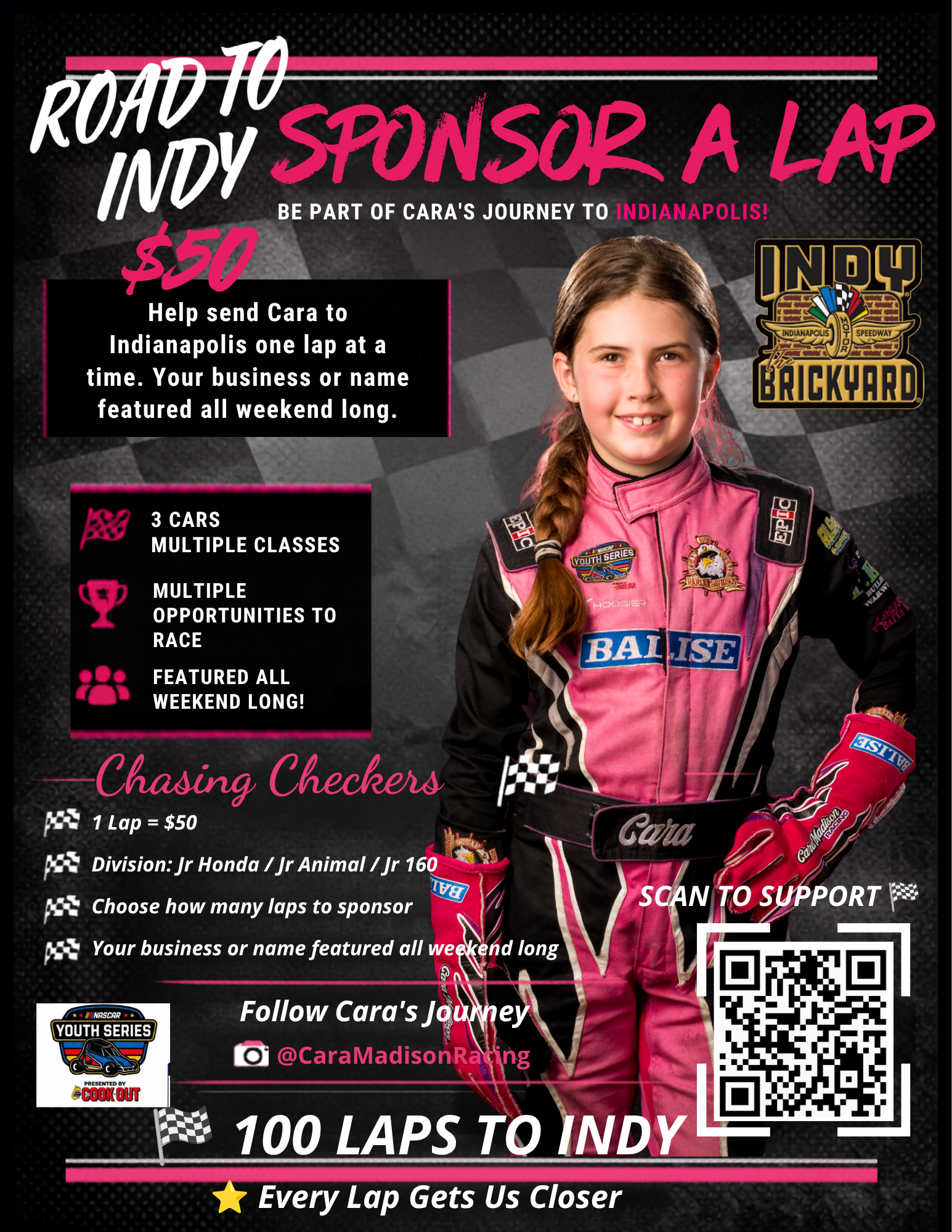 Campaign cover image for 🏁 Road to Indy | Cara Madison Racing