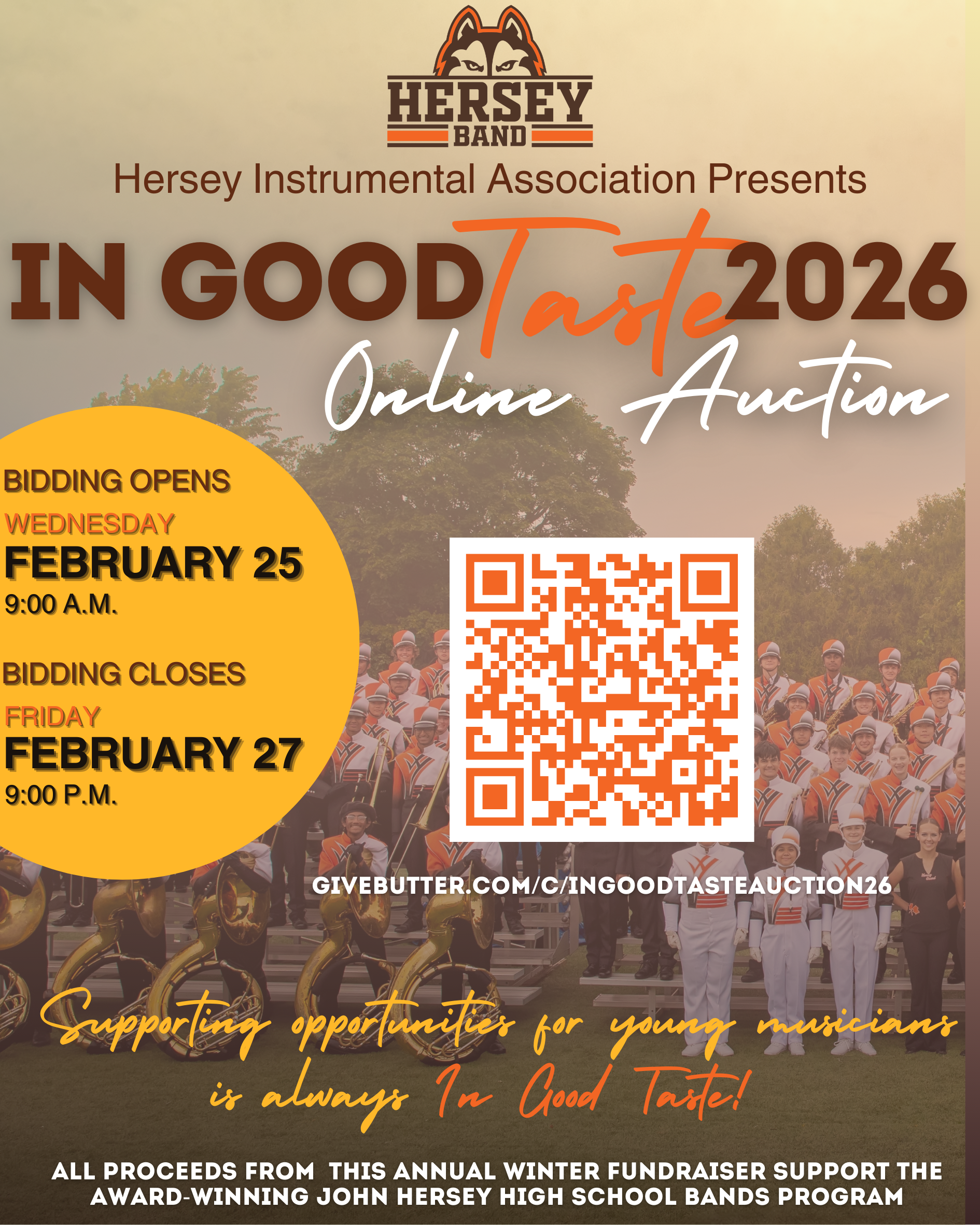 Campaign cover image for In Good Taste 2026 Hersey Band Online Auction