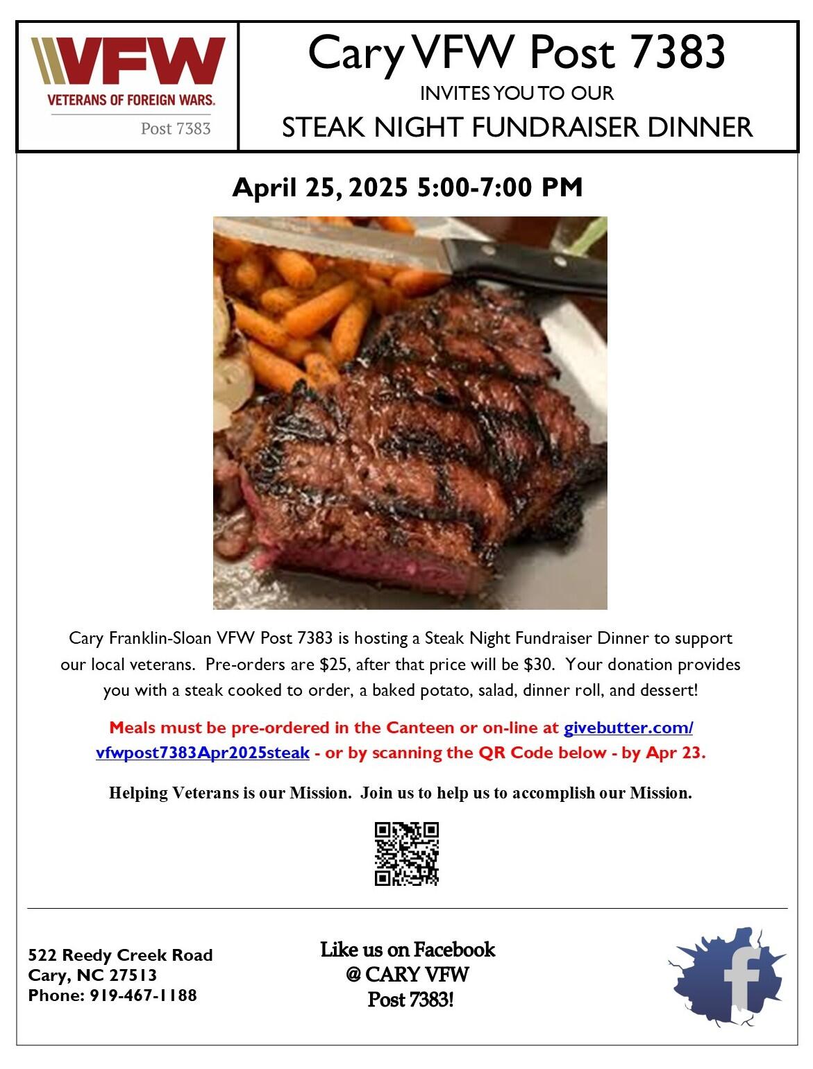 Campaign cover image for Steak Night - 25 April 2025