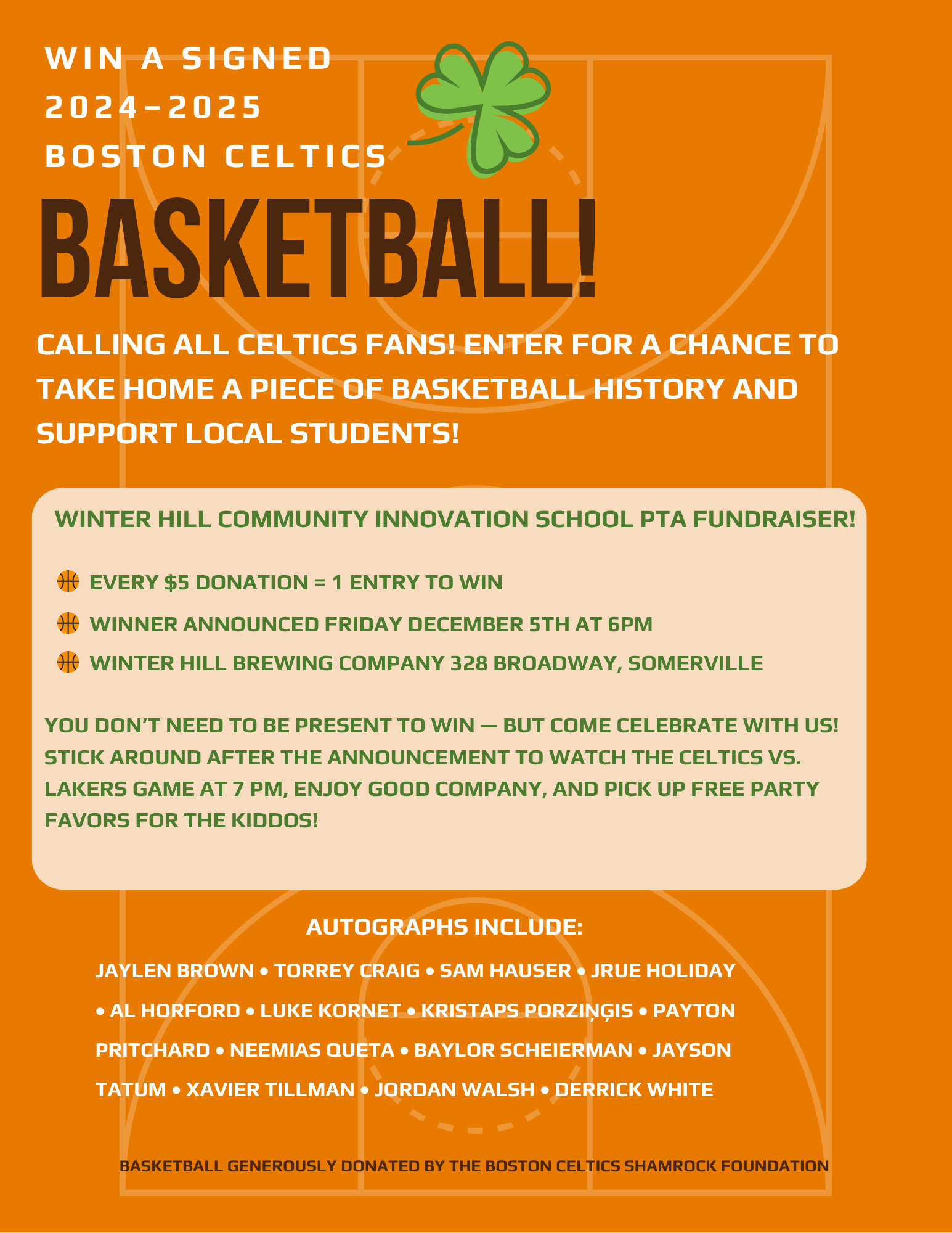 Campaign cover image for WHCIS PTA Celtics Basketball Fundraiser