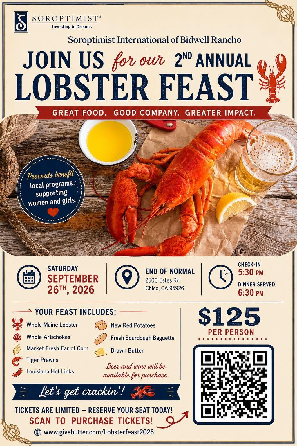 Campaign cover image for Soroptimist International of Bidwell Rancho’s Lobster Feast