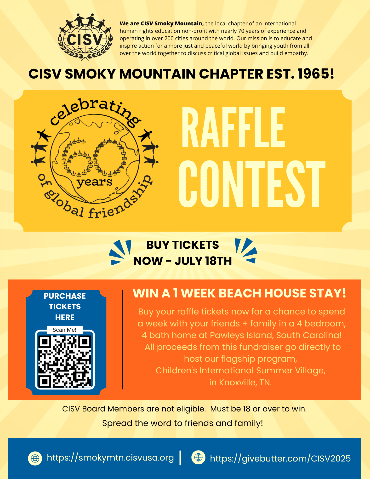 Campaign cover image for Beach Retreat Raffle for CISV Smoky Mtn!