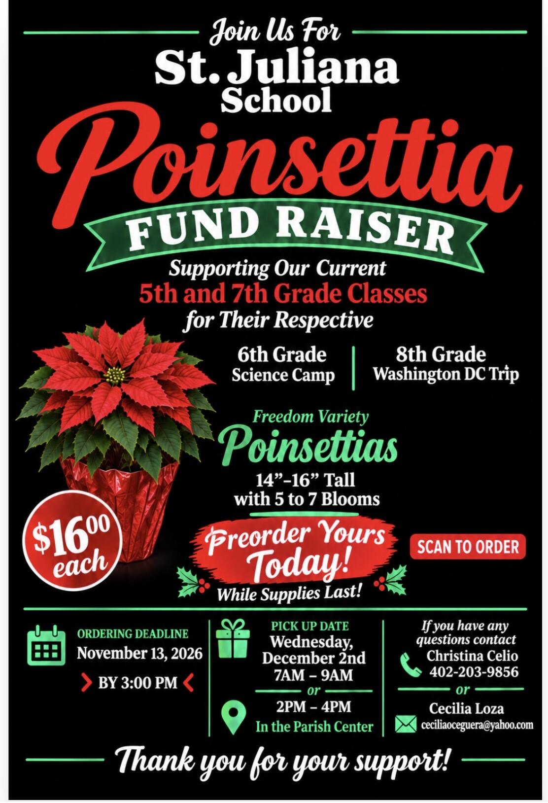 Campaign cover image for St. Juliana School Poinsettia Sale 2026