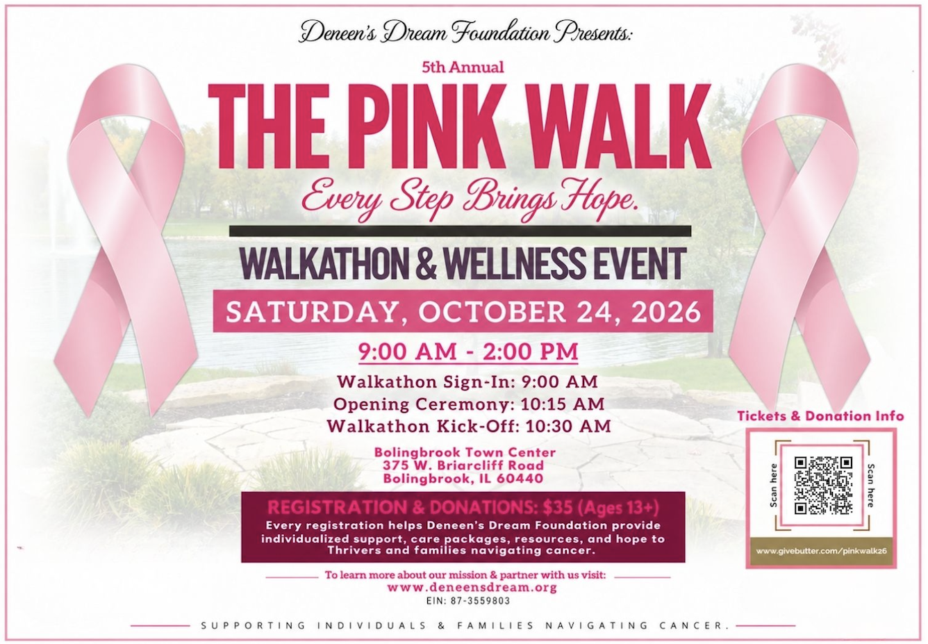 Campaign cover image for Deneen's Dream: The Pink Walk 2026 (Breast Cancer Awareness Month)