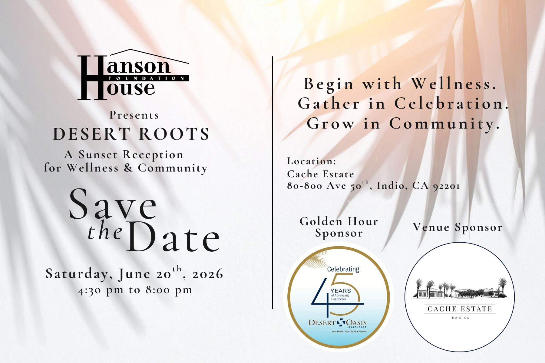 Campaign cover image for Desert Roots: A Sunset Reception for Wellness & Community