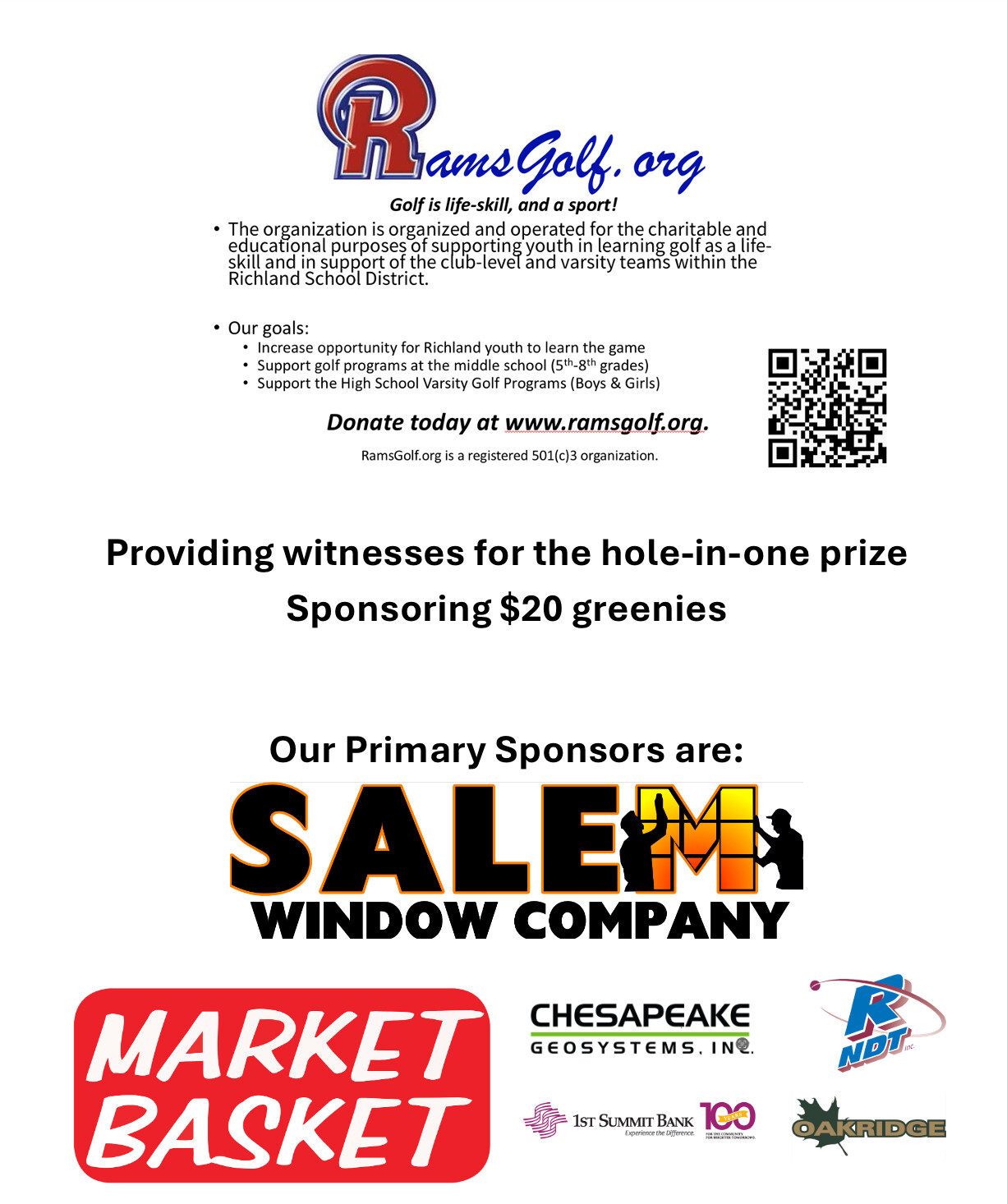 Campaign cover image for Richland Foundation Golf Outing Donation