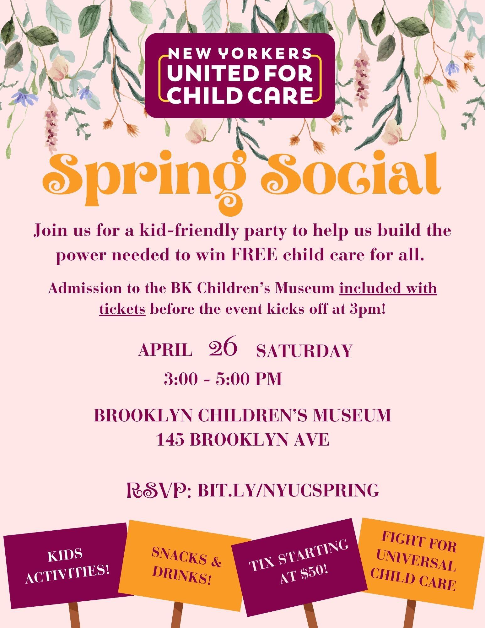 Campaign cover image for New Yorkers United for Child Care Spring Social