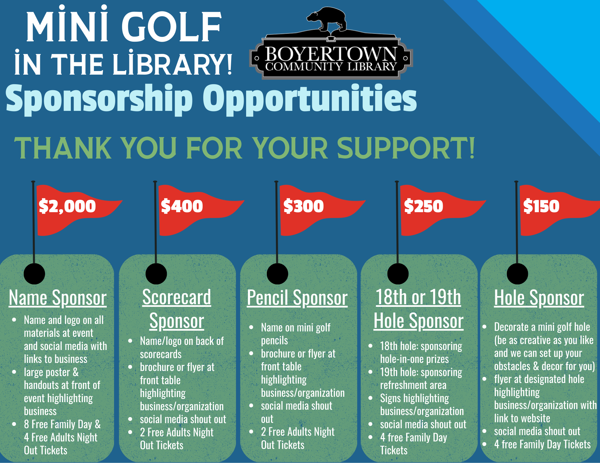 Campaign cover image for Mini Golf in the Library Sponsorships