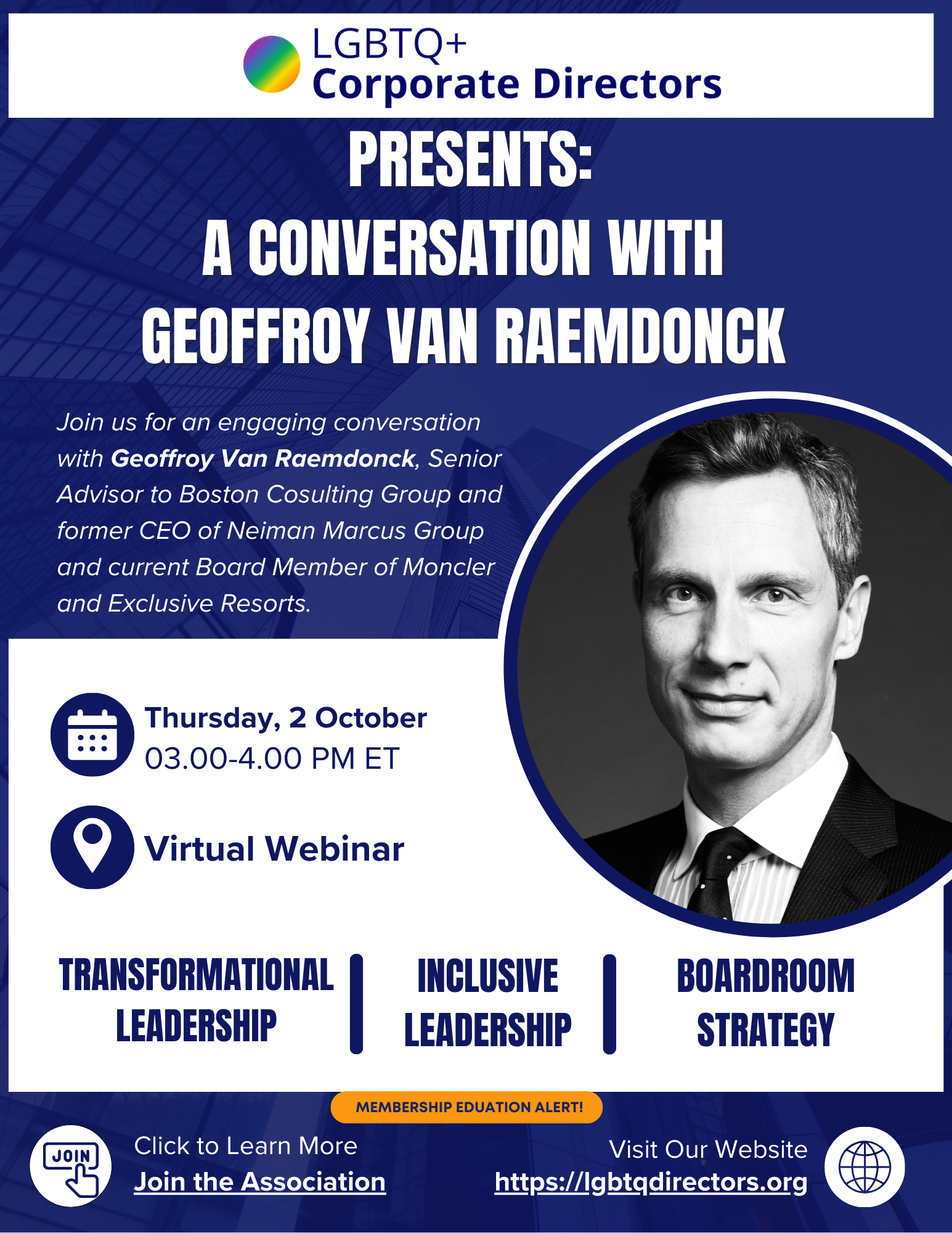 Campaign cover image for Association of LGBTQ+ Corporate Directors Webinar: Conversation with Key LGBTQ+ Board Members III