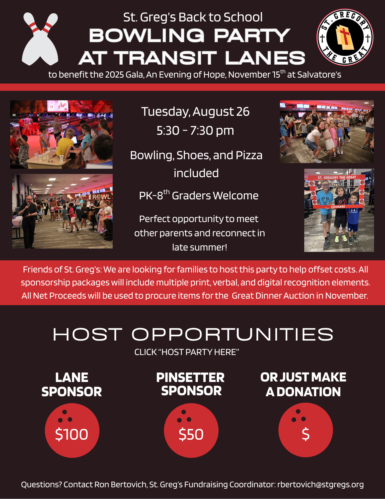 Campaign cover image for 25 SGS BACK TO SCHOOL BOWLING PARTY SPONSORSHIPS