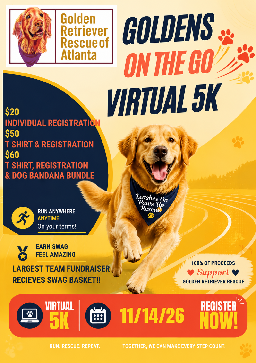 Campaign cover image for Goldens On The Go Virtual 5K