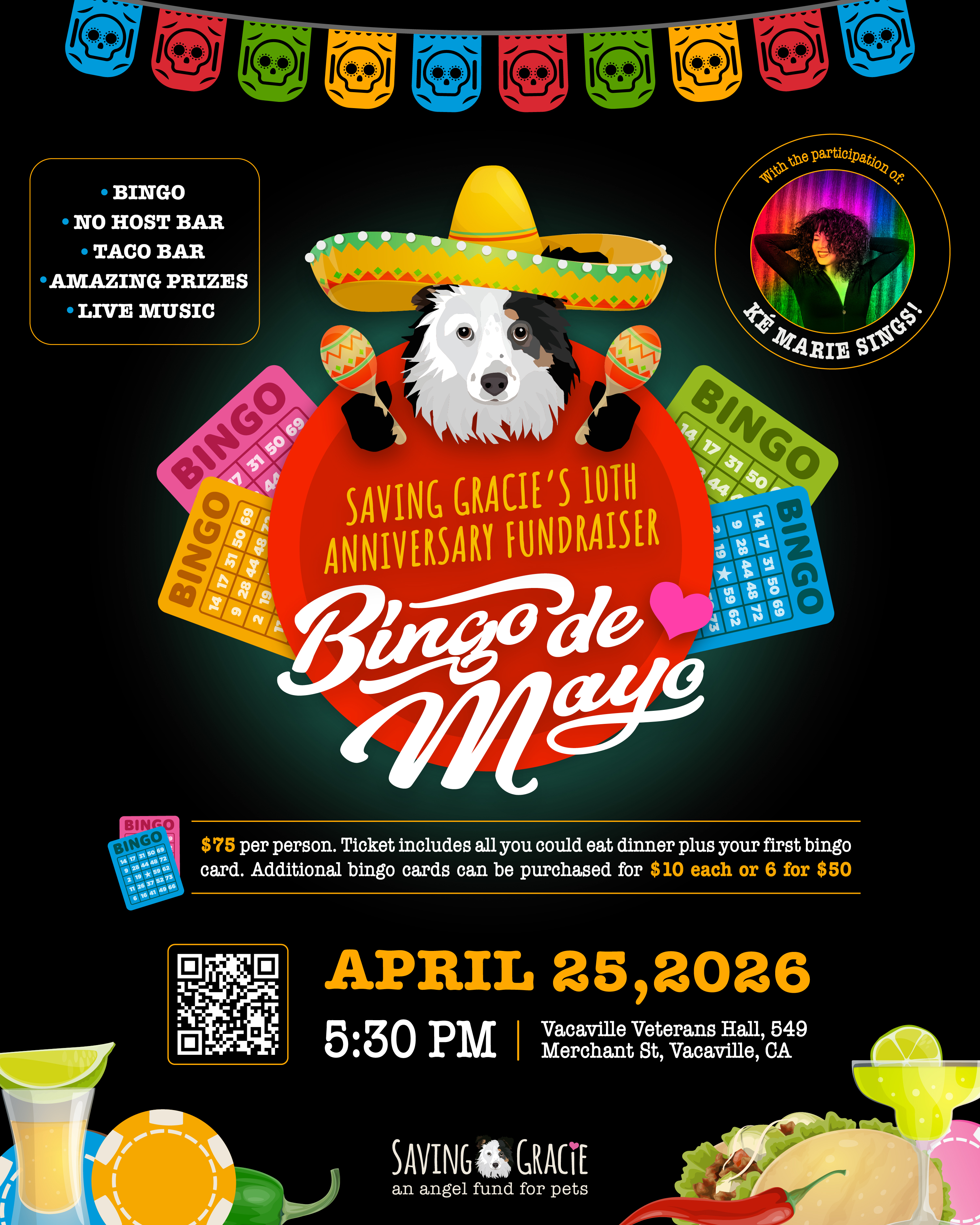 Campaign cover image for Saving Gracie's 10th Anniversary Fundraiser Bingo de Mayo!