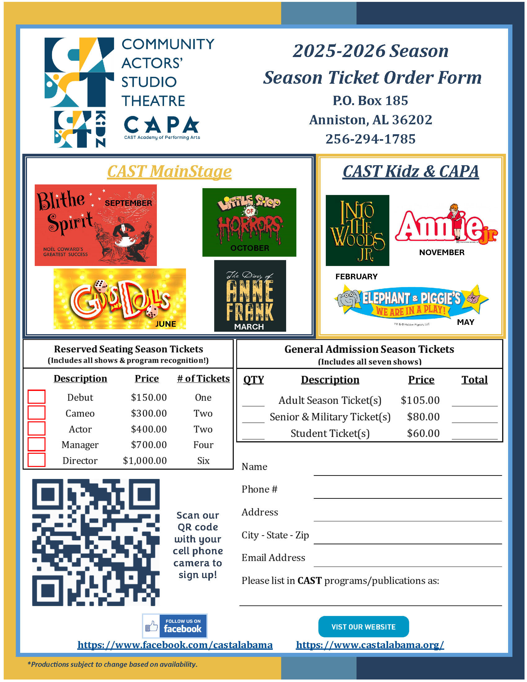 Campaign cover image for CAST Season Tickets 2025-2026