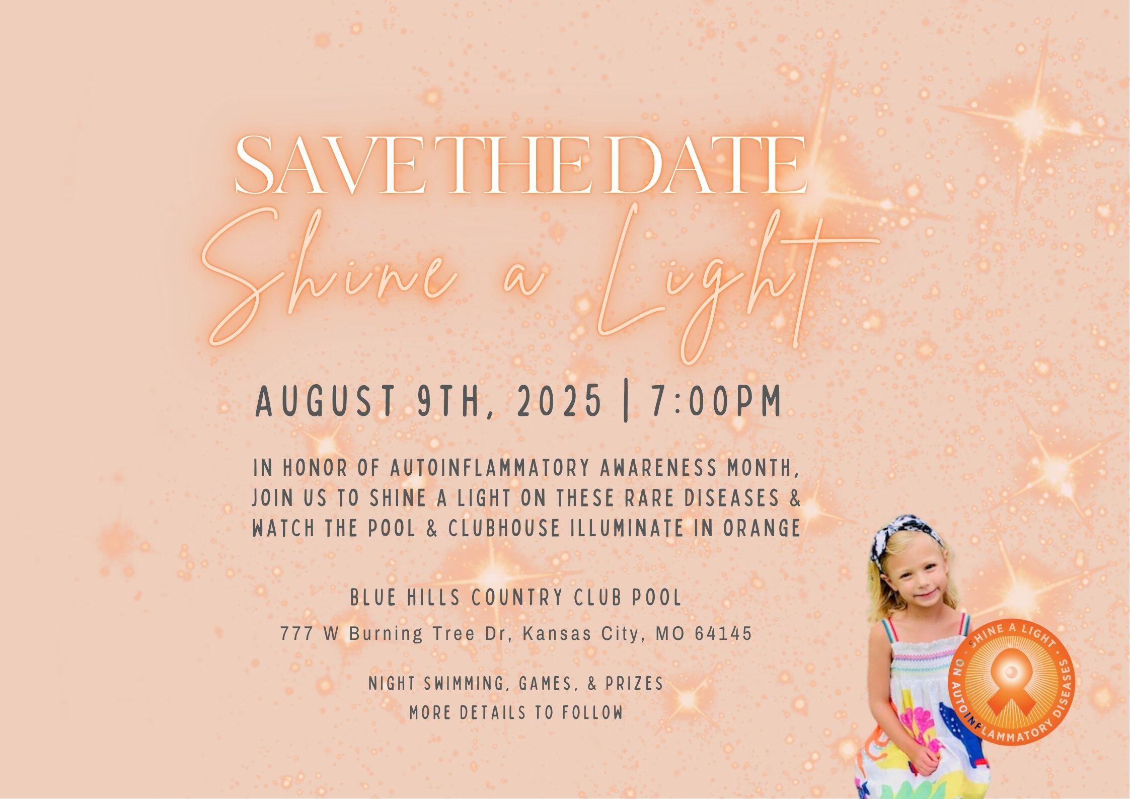 Campaign cover image for Blue Hills: 5th Annual Come Shine a Light w/ Charley for Autoinflammatory Diseases