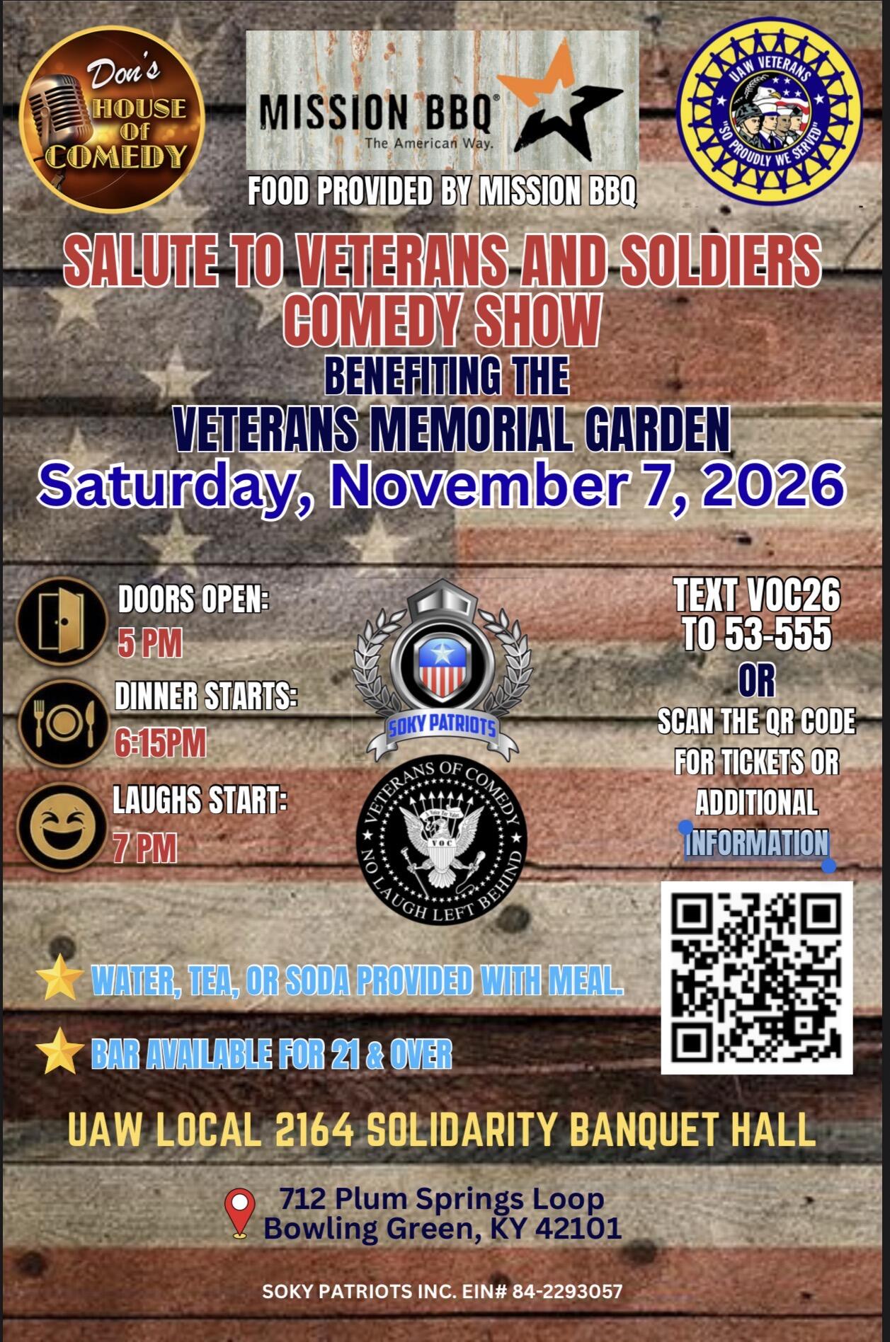 Campaign cover image for Don’s House of Comedy, The Veterans of Comedy, and SOKY PATRIOTS INC. Presents The “Salute to Veterans and Soldiers” Comedy Event Fundraiser