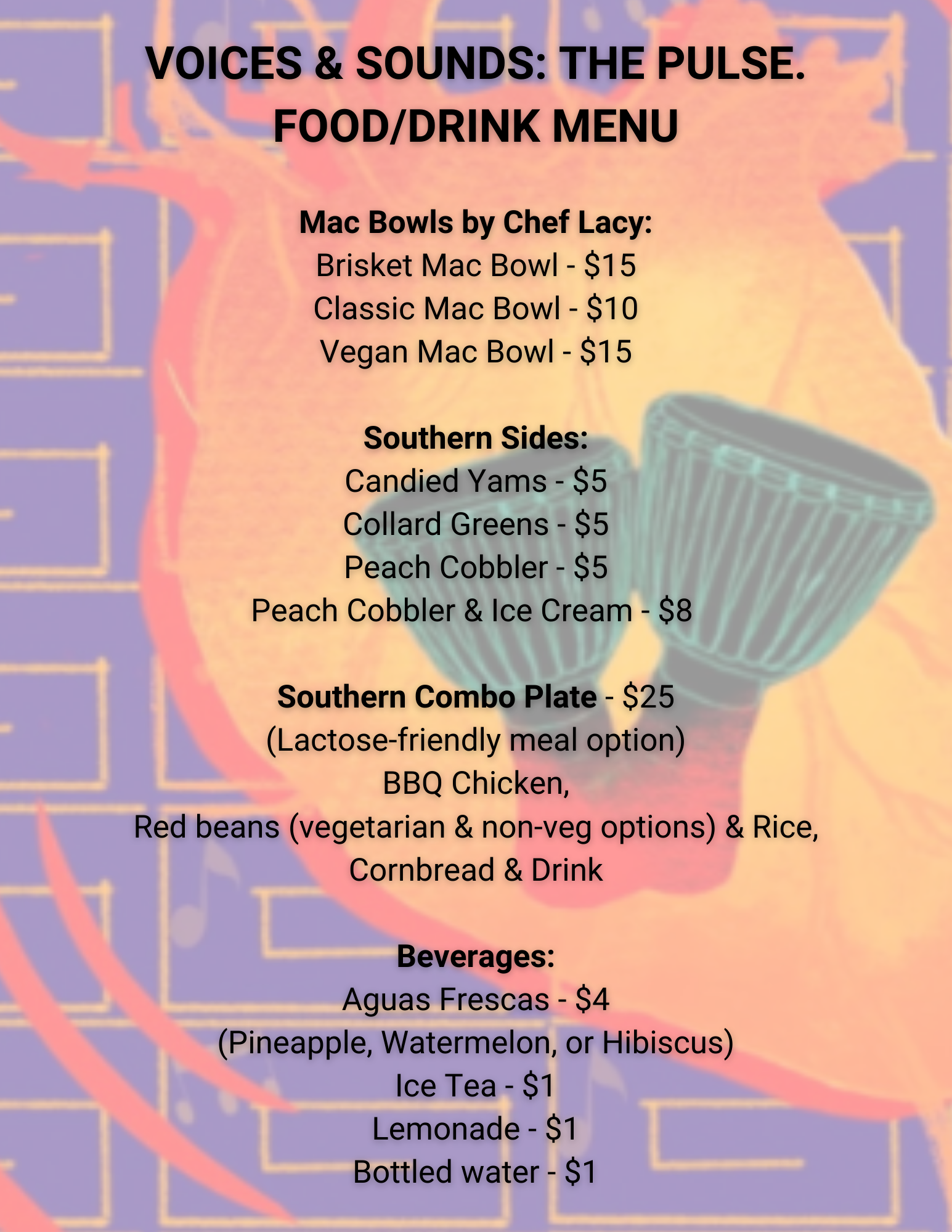 Campaign cover image for Voices & Sounds Food/Drink Menu