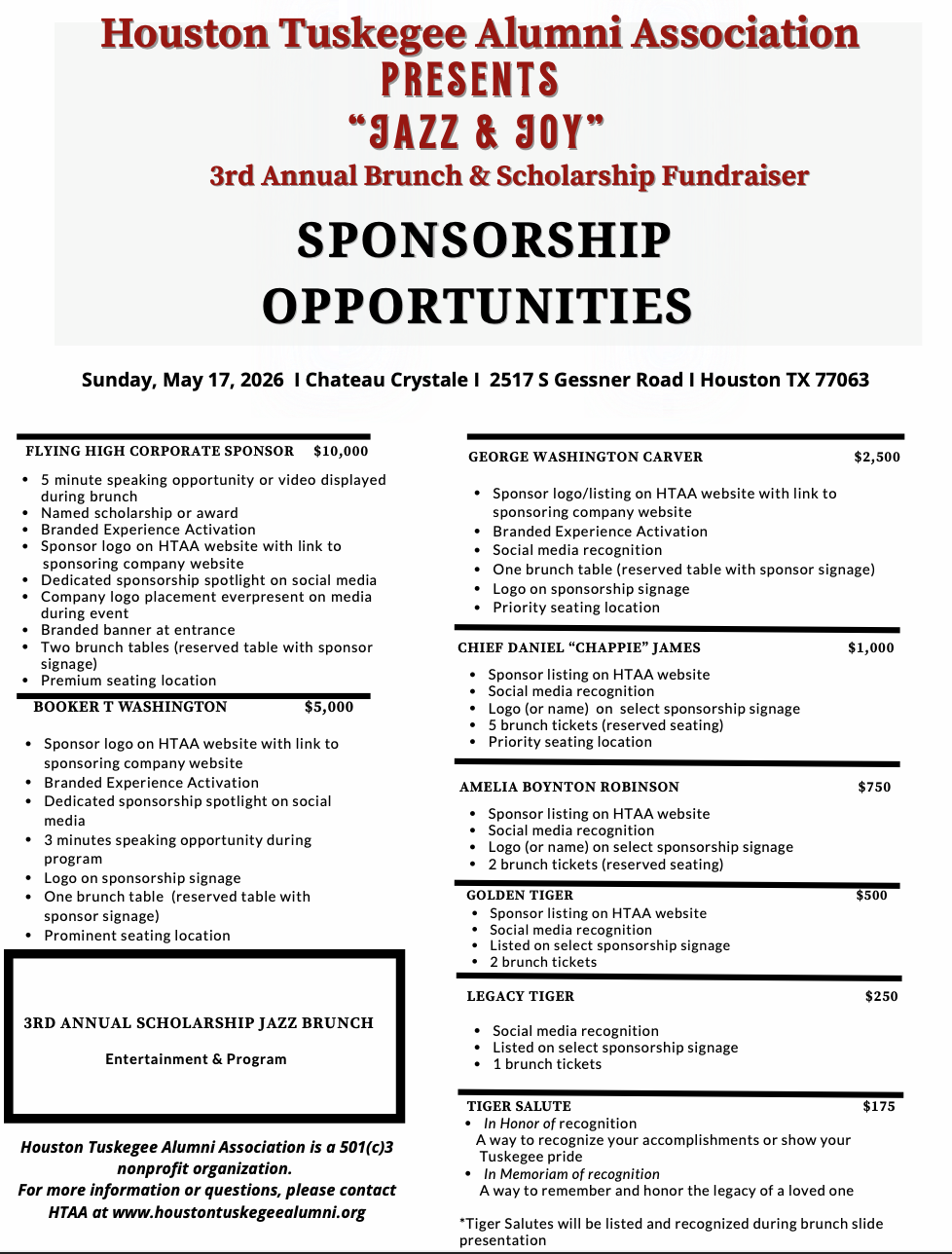 Campaign cover image for Sponsorships for Jazz & Joy : Third Annual Scholarship & Jazz Brunch