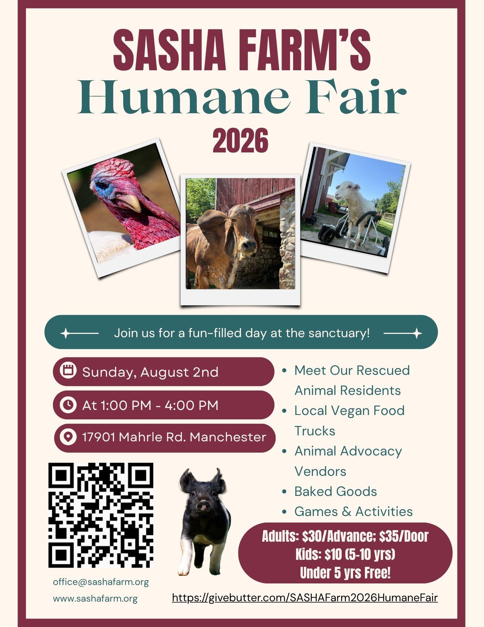 Campaign cover image for SASHA Farm’s 2026 Humane Fair