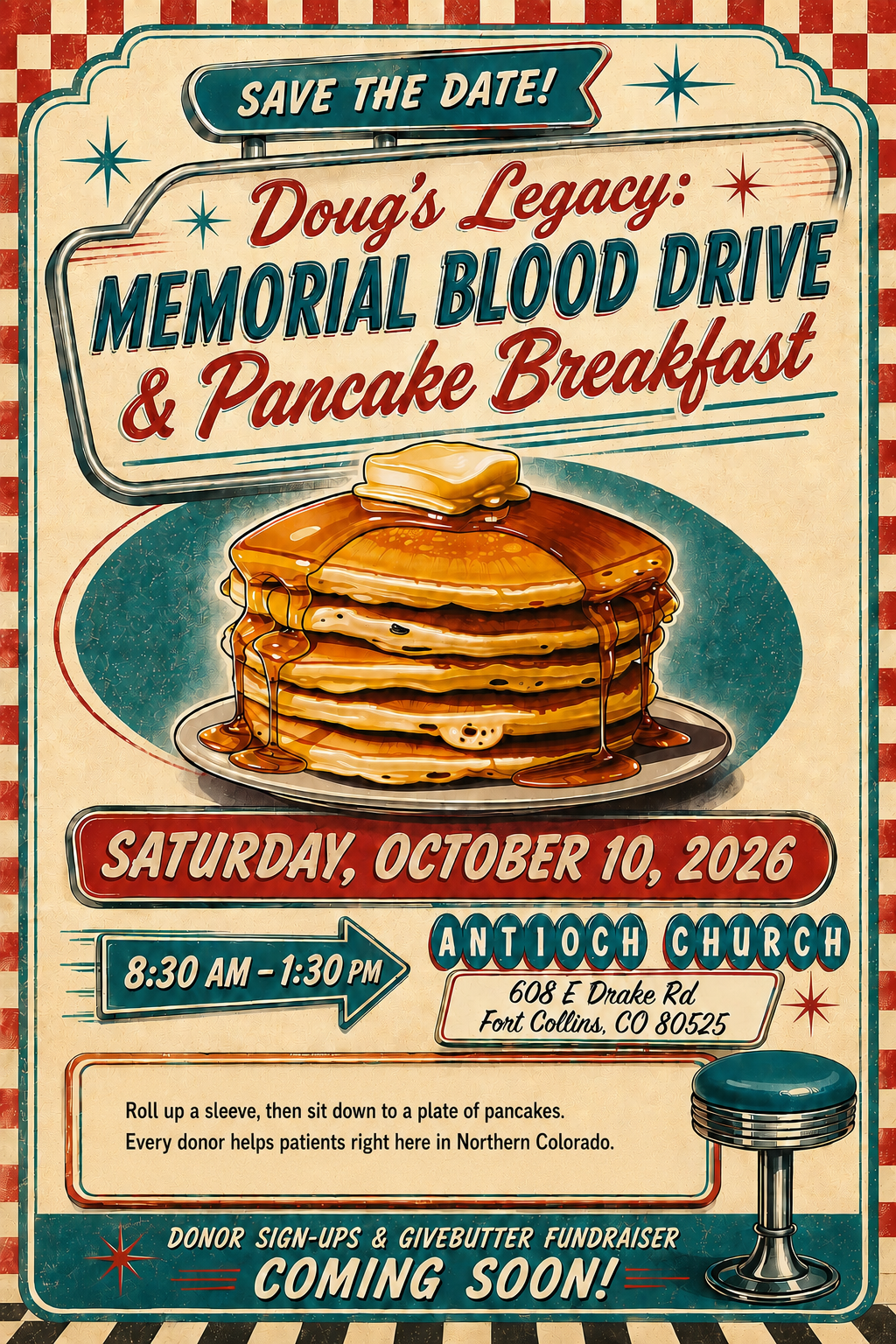 Campaign cover image for Doug's Legacy: Memorial Pancake Breakfast & Blood Drive 2026