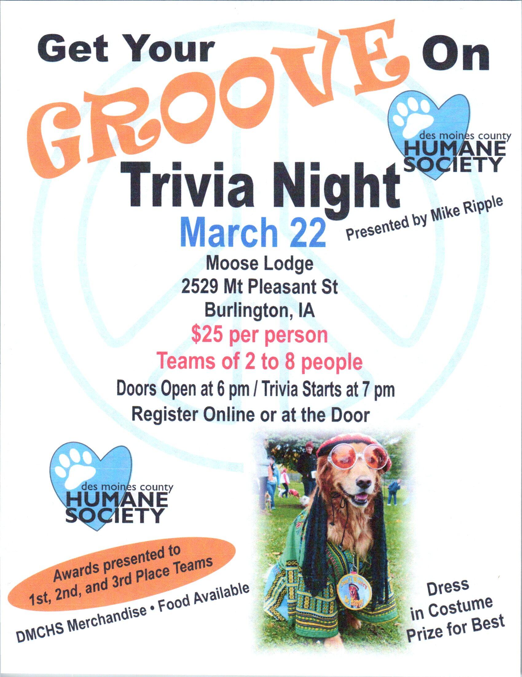 Campaign cover image for Trivia Night for Des Moines County Humane Society