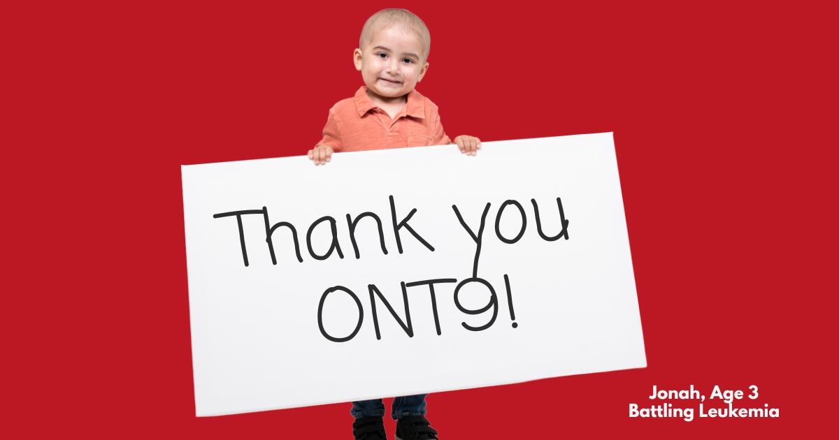 Campaign cover image for ONT9 Help Us Bring Joy to Children Fighting Cancer!