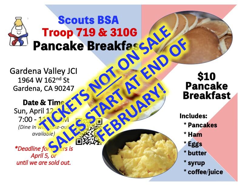 Campaign cover image for Practice Site - Do not USE!  2026 Scouts BSA Troop 719/310G Pancake Breakfast! (copy)