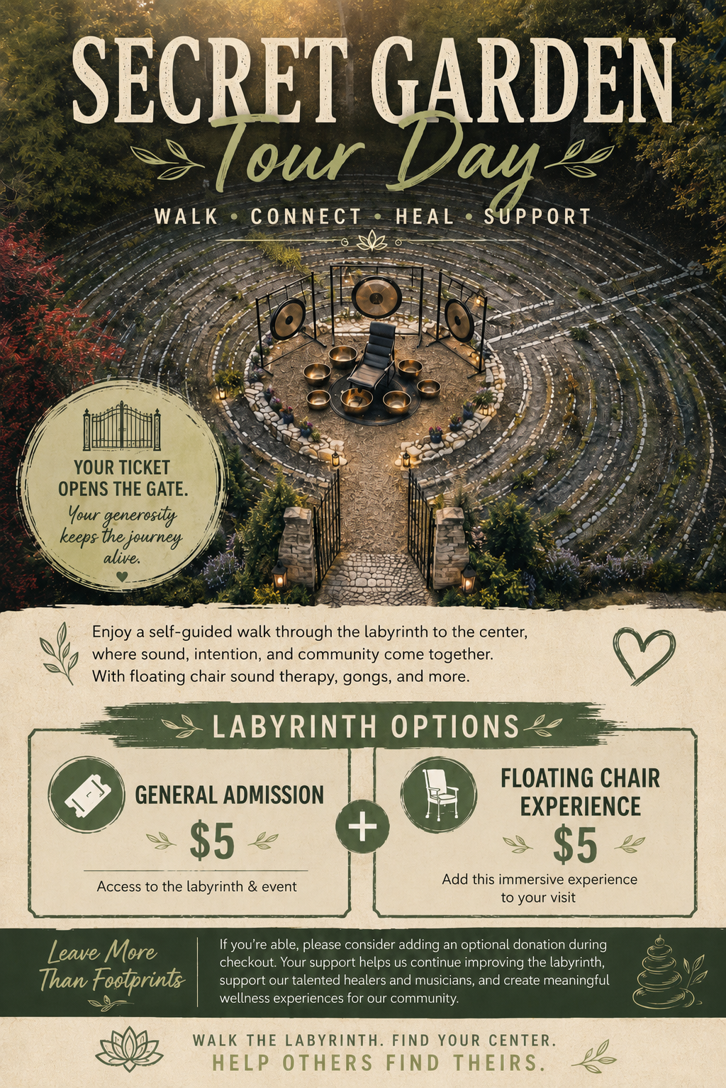 Campaign cover image for Labyrinth Secret Garden Tour + Sound Bath Experience!