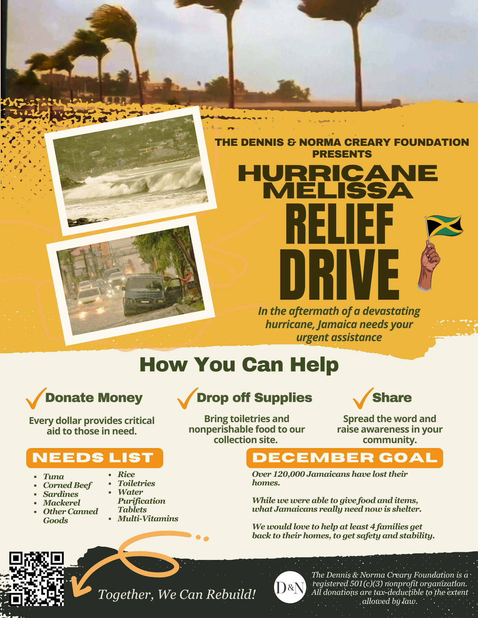 Campaign cover image for Hurricane Melissa Relief Drive