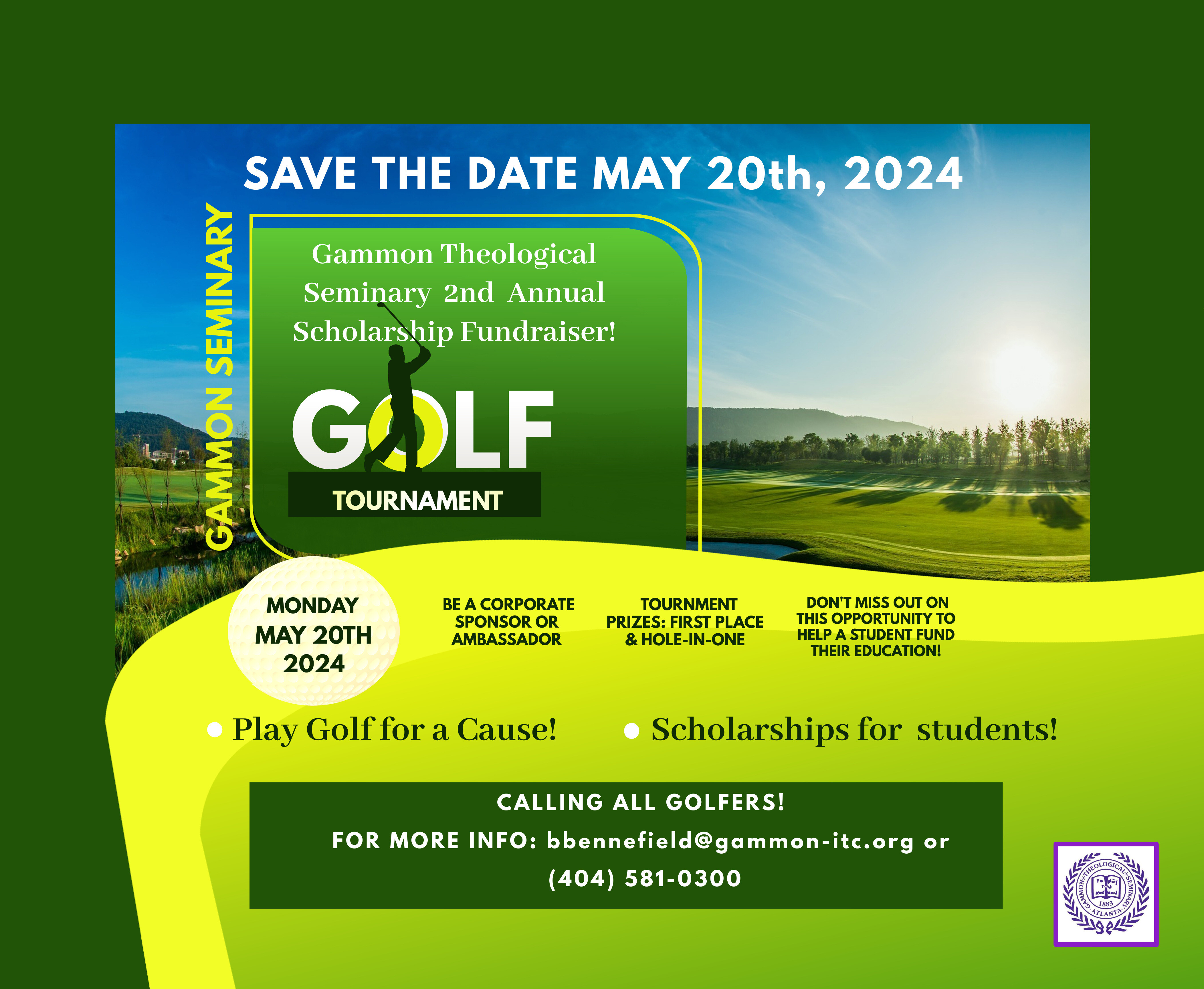 Campaign cover image for Gammon Theological Seminary Annual Scholarship Golf Tournament Fundraiser