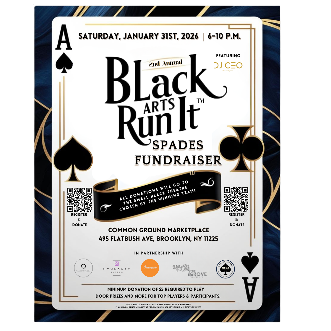 Campaign cover image for 2nd Annual Black Arts Run It  Spades Fundraiser