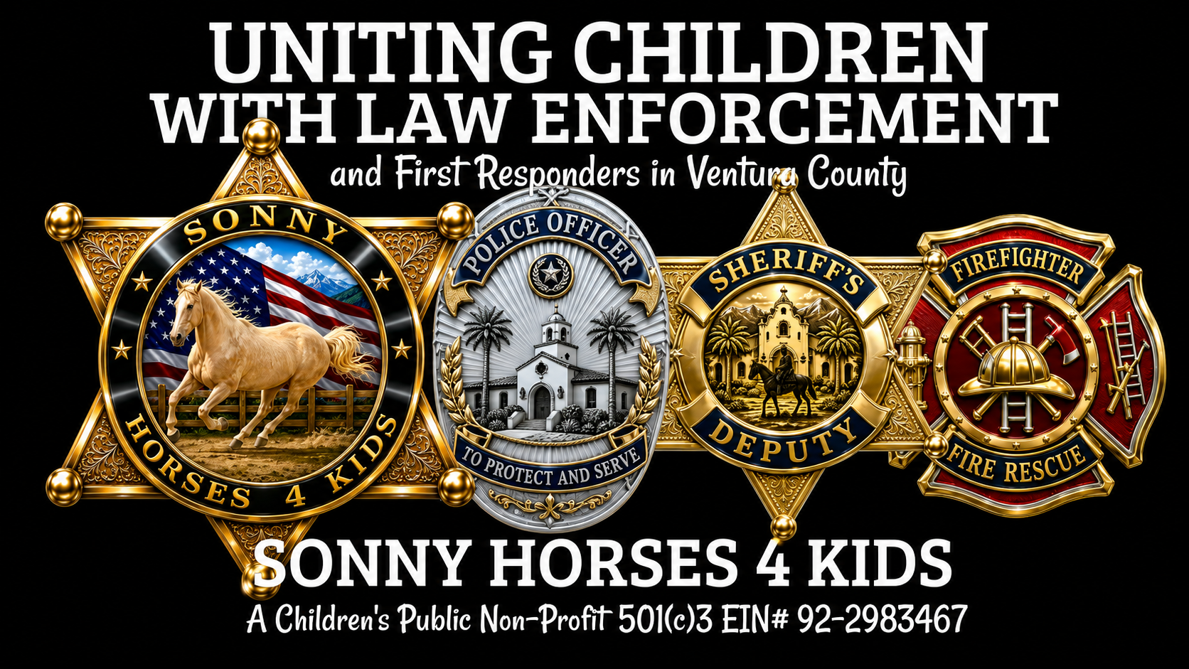 Campaign cover for UNITING CHILDREN WITH LAW ENFORCEMENT & First Responders in Ventura County, SONNY HORSES 4 KIDS. A Children's Non-Profit 501c3 Charity EIN# 92-2983467