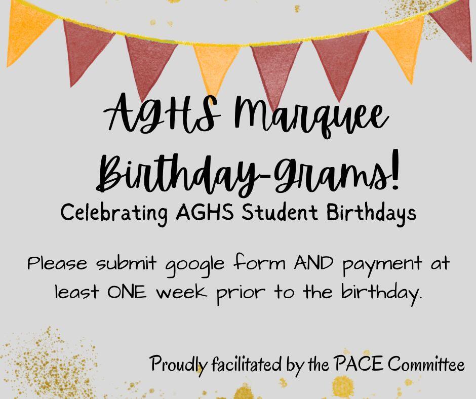 Campaign cover image for AGHS Marquee Birthday-Grams
